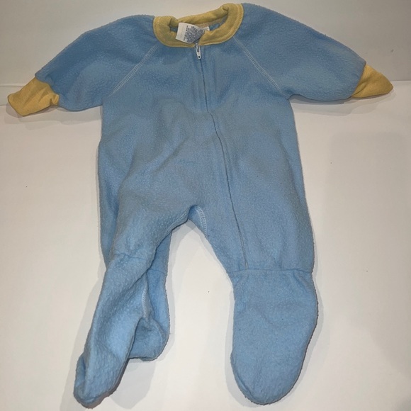 Vintage Gerber Blue Footie Pajamas Zip Up Sleep Outfit With Feet 0/6M - Picture 1 of 8